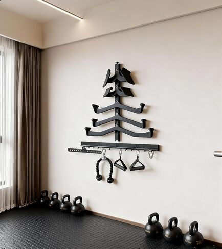LAT Pull Down Bar Storage Rack Gym Storage Wall Organizer for Lat Pulldown Attachments, Cable Attachments Rack for Gym Accessories, Workout Equipment Storage in Saudi Arabia
