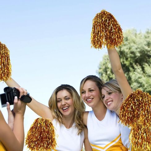 NUOBESTY 14pcs Cheerleading Pompoms Metallic Foil Cheerleader Pom Poms for Team Sports Assorted Colors in Saudi Arabia