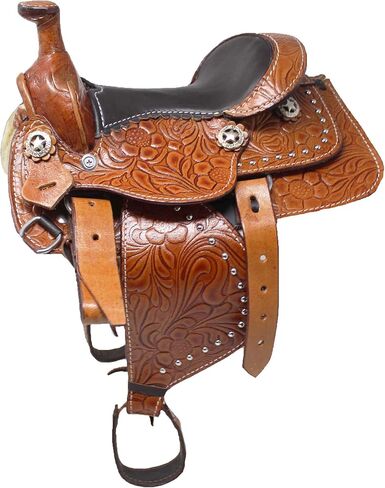 CHALLENGER Horse Western Leather 6" Seat Decorative Novelty Floral Embossed Saddle 6801TN in Saudi Arabia