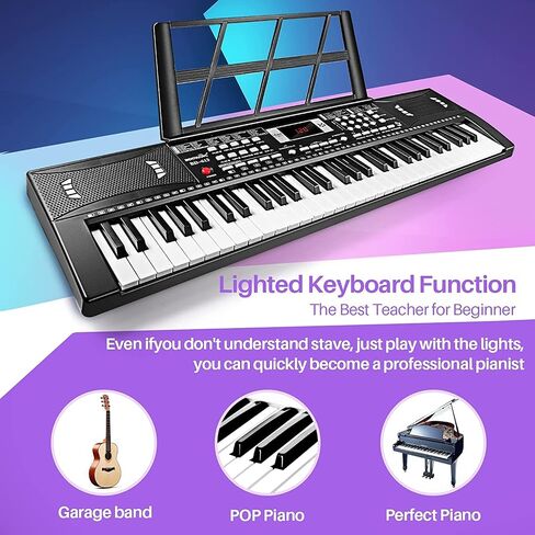 61 Keys Electronic Digital piano, Portable Keyboard Piano with Built-in Speaker and Microphone, Sheet Stand and Power Supply, Keyboard Piano Teaching Gift for Beginners Eelectric in Saudi Arabia