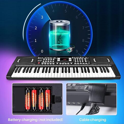 61 Keys Electronic Digital piano, Portable Keyboard Piano with Built-in Speaker and Microphone, Sheet Stand and Power Supply, Keyboard Piano Teaching Gift for Beginners Eelectric in Saudi Arabia