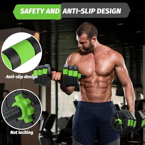 Adjustable Dumbbell Set, 44/66/88Lbs 4-in-1 Free Weights for Home Gym, Converts to Kettlebell & Barbell with Connector, Non-Slip Grip, Ideal for Men & Women Strength Training in Saudi Arabia