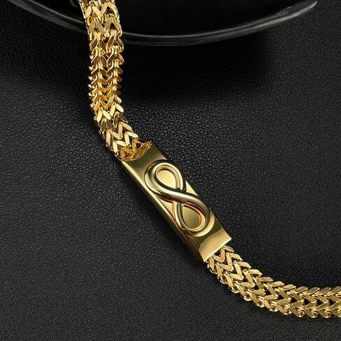سوار رجالي ونسائي من الذهب عيار 18 قيراط، سوار سلسلة ميامي كوبي، أساور إنفينيتي لاف، صندوق هدايا لعيد الحب/عيد الميلاد/الكريسماس in Saudi Arabia