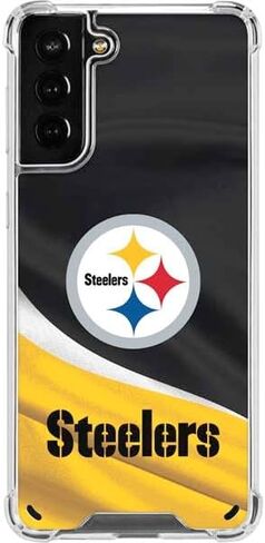 حافظة هاتف Skinit الشفافة متوافقة مع هاتف Galaxy S21 Plus 5G - تصميم مرخص رسميًا من NFL Pittsburgh Steelers in Saudi Arabia
