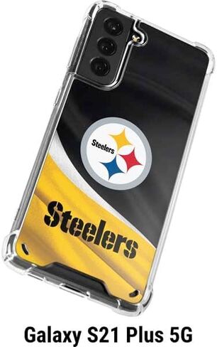 حافظة هاتف Skinit الشفافة متوافقة مع هاتف Galaxy S21 Plus 5G - تصميم مرخص رسميًا من NFL Pittsburgh Steelers in Saudi Arabia