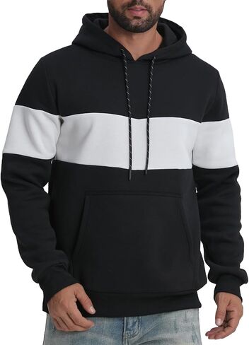 Fleece Hoodies Sweatshirts for Men,2/3 Pack Patchwork Athletic Workout Hooded Pullover With Kangaroo Pocket in Saudi Arabia