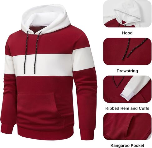 Fleece Hoodies Sweatshirts for Men,2/3 Pack Patchwork Athletic Workout Hooded Pullover With Kangaroo Pocket in Saudi Arabia