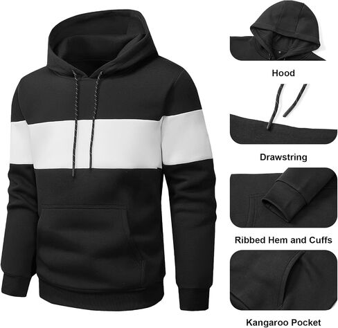 Fleece Hoodies Sweatshirts for Men,2/3 Pack Patchwork Athletic Workout Hooded Pullover With Kangaroo Pocket in Saudi Arabia