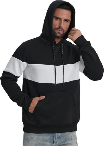 Fleece Hoodies Sweatshirts for Men,2/3 Pack Patchwork Athletic Workout Hooded Pullover With Kangaroo Pocket in Saudi Arabia