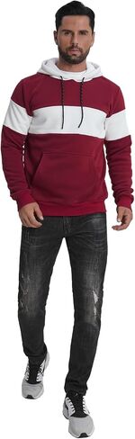 Fleece Hoodies Sweatshirts for Men,2/3 Pack Patchwork Athletic Workout Hooded Pullover With Kangaroo Pocket in Saudi Arabia