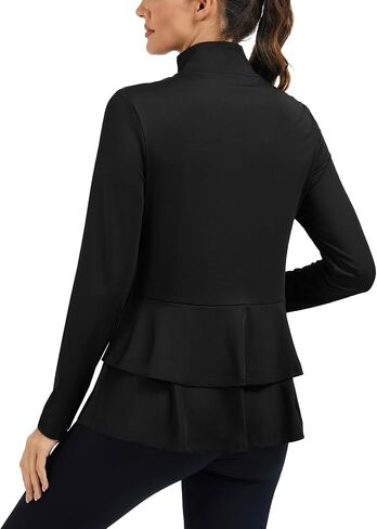 LURANEE Women's Golf Athletic Jackets with Pleated Tennis Skirt Hem Lightweight Full Zip Long Sleeve Shirts with Pockets in Saudi Arabia