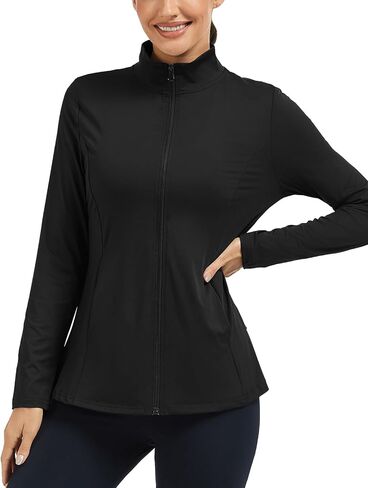 LURANEE Women's Golf Athletic Jackets with Pleated Tennis Skirt Hem Lightweight Full Zip Long Sleeve Shirts with Pockets in Saudi Arabia