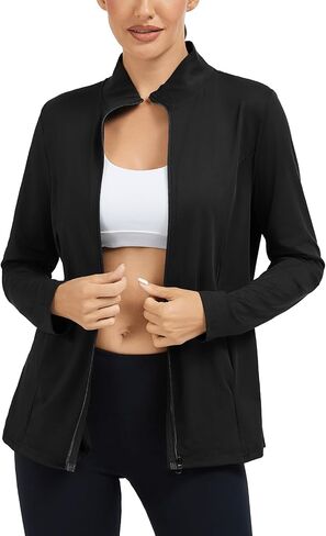 LURANEE Women's Golf Athletic Jackets with Pleated Tennis Skirt Hem Lightweight Full Zip Long Sleeve Shirts with Pockets in Saudi Arabia