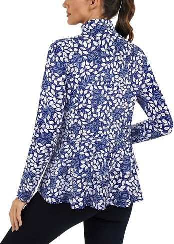 LURANEE Women's Golf Athletic Jackets with Pleated Tennis Skirt Hem Lightweight Full Zip Long Sleeve Shirts with Pockets in Saudi Arabia