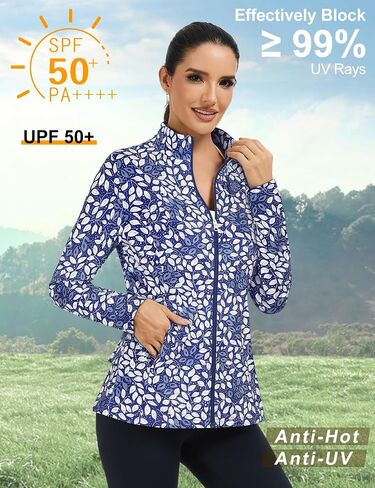 LURANEE Women's Golf Athletic Jackets with Pleated Tennis Skirt Hem Lightweight Full Zip Long Sleeve Shirts with Pockets in Saudi Arabia