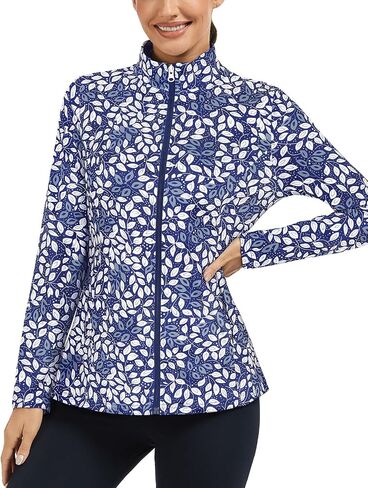 LURANEE Women's Golf Athletic Jackets with Pleated Tennis Skirt Hem Lightweight Full Zip Long Sleeve Shirts with Pockets in Saudi Arabia