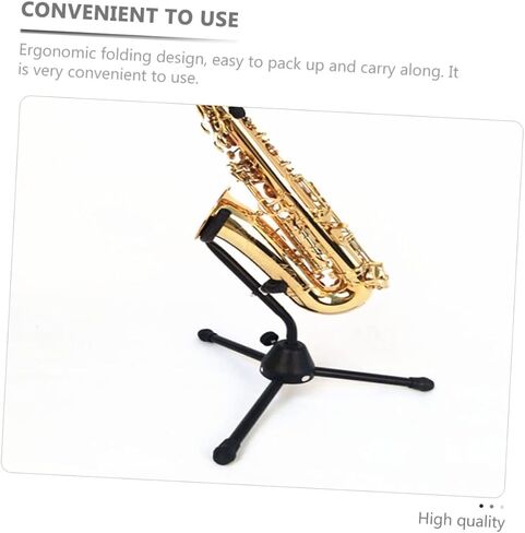 حامل BESPORTBLE المحمول Alto Saxophone حامل ثلاثي القوائم قابل للطي لدعم الساكسفونات Alto وTenor، دعامة موسيقية سوداء متينة، ارتفاع قابل للتعديل in Kuwait
