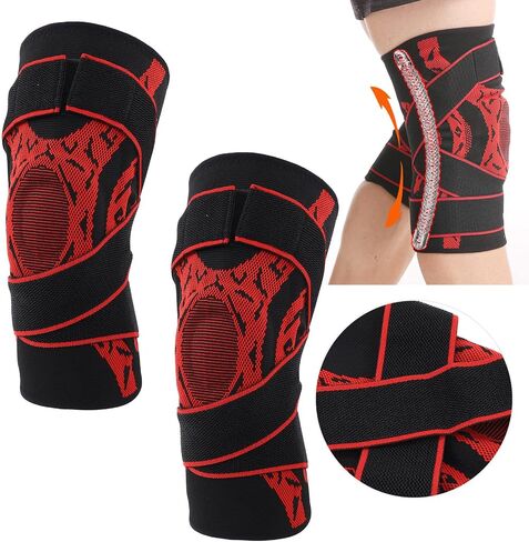 Elastic Knee Compression Sleeve Breathable Sports Knee Brace for Men and Women Basketball Running (L) in Saudi Arabia