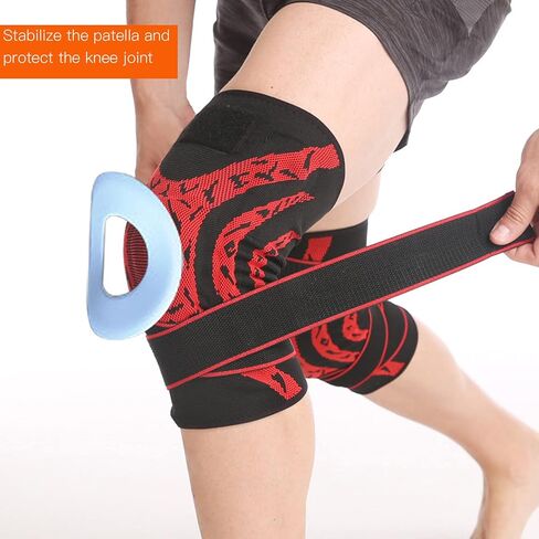 Elastic Knee Compression Sleeve Breathable Sports Knee Brace for Men and Women Basketball Running (L) in Saudi Arabia
