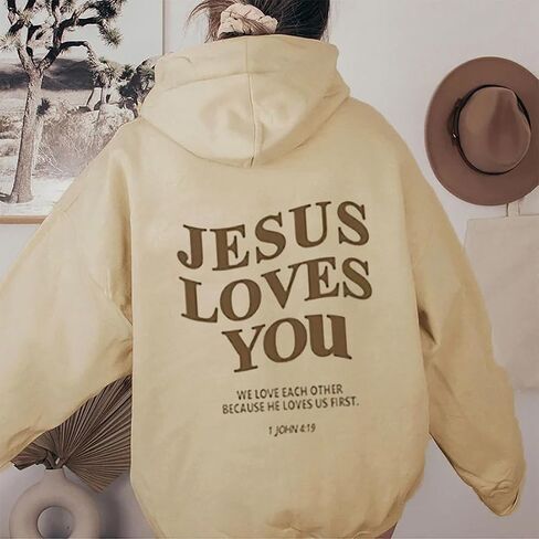 Jesus Loves You Hoodie Christian Faith Over Fear hoodie Faith Sweatshirt Christian Religious Sayings Pullover Sweater in Saudi Arabia