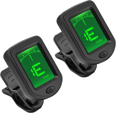 Guitar Tuner Clip on Rotatable Clear LCD Display Suitable for Electric or Acoustic Guitar, Ukulele, Bass, Violin（2 Pack) in Saudi Arabia