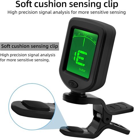 Guitar Tuner Clip on Rotatable Clear LCD Display Suitable for Electric or Acoustic Guitar, Ukulele, Bass, Violin（2 Pack) in Saudi Arabia