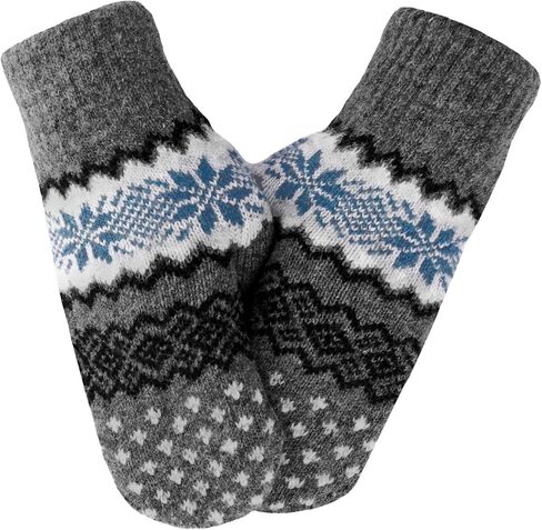 Winter Double Layer Knit Mittens for Men-Women - Warm Soft Snow Gloves for Cold Weather Accessories for Gift in Saudi Arabia