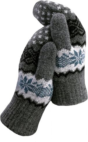 Winter Double Layer Knit Mittens for Men-Women - Warm Soft Snow Gloves for Cold Weather Accessories for Gift in Saudi Arabia