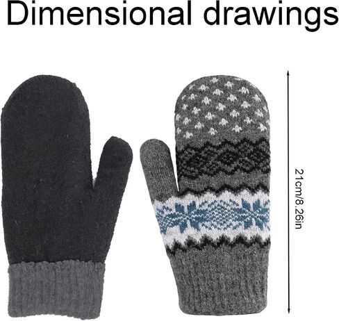 Winter Double Layer Knit Mittens for Men-Women - Warm Soft Snow Gloves for Cold Weather Accessories for Gift in Saudi Arabia