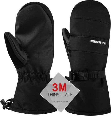 Winter Ski Mittens Men & Women Snow Warm Insulated Waterproof Windproof for Cold Weather and Snowboarding with Zipper Pocket in Kuwait