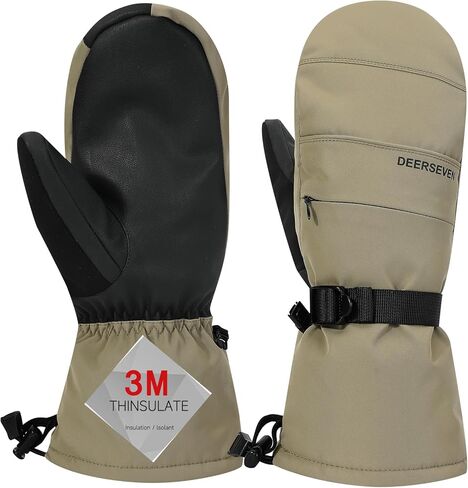 Winter Ski Mittens Men & Women Snow Warm Insulated Waterproof Windproof for Cold Weather and Snowboarding with Zipper Pocket in Kuwait