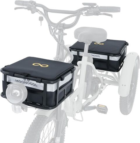 حقيبة حامل دراجة ثلاثية العجلات من ABORON TK1، حقيبة بوليستر مقاومة للماء 600D لسلة Etrike، أشرطة ذاتية اللصق، تصميم سريع الفك، حامل صندوق ركوب الدراجات مع عاكس للضوء in Saudi Arabia
