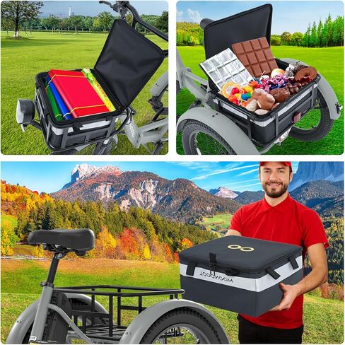حقيبة حامل دراجة ثلاثية العجلات من ABORON TK1، حقيبة بوليستر مقاومة للماء 600D لسلة Etrike، أشرطة ذاتية اللصق، تصميم سريع الفك، حامل صندوق ركوب الدراجات مع عاكس للضوء in Saudi Arabia