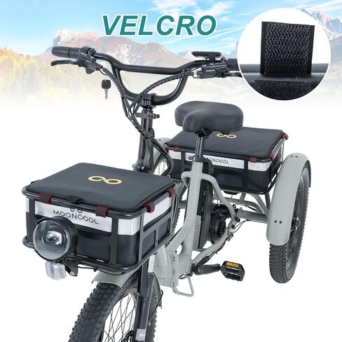 حقيبة حامل دراجة ثلاثية العجلات من ABORON TK1، حقيبة بوليستر مقاومة للماء 600D لسلة Etrike، أشرطة ذاتية اللصق، تصميم سريع الفك، حامل صندوق ركوب الدراجات مع عاكس للضوء in Saudi Arabia