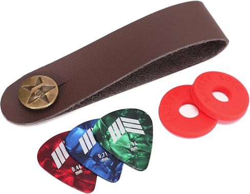 Leather Guitar Head Stock Strap Tie – Durable Brown Tie for Acoustic Guitar, Ukulele & Mandolin – Includes 3 Picks & 2 Strap Locks in Saudi Arabia