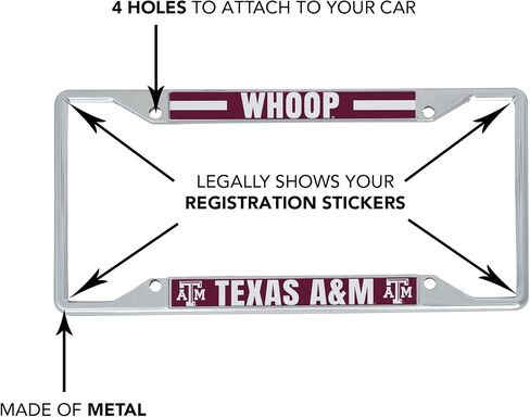 Desert Cactus Texas A&M University License Plate Frame Aggies TAMU Holder for Front or Back of Car Metal Car Tag Holder Officially Licensed (Slogan 2) in Saudi Arabia