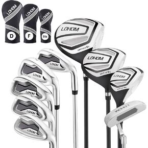 Men's Complete Golf Club Set, 9/11-Piece Right Handed Clubs with 460cc Driver, Fairway Wood, Hybrid & Steel Irons 5-9, P, S, Steel/Graphite Shafts, Black/Charcoal in Saudi Arabia