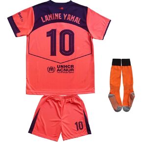 LeenBD Barca #10 Yamal 25/26 الثالث للأطفال لكرة القدم جيرسي قمصان كرة القدم فوتبول الجوارب مجموعة أحجام الشباب in Kuwait