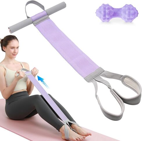 VICSKY Fabric Resistance Band with Handles & 2 Foot Loops - 120lb Exercise Band for Home Workout, Yoga & Full-Body Training, Leg Arm Chest Wrist - Portable Home Fitness Tools for Women in Saudi Arabia