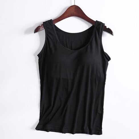 Built in Bra Tank Tops for Women Workout Sleeveless Tshirts Casual Basic Tanks Wide Strap Padded Tank Top in Saudi Arabia