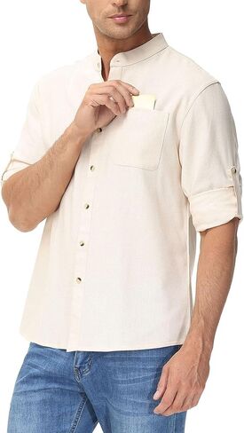 Men's Casual Long Sleeve Henley Shirt – Breathable Button-Down Shirt for Vacation & Streetwear in Saudi Arabia