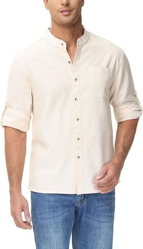 Men's Casual Long Sleeve Henley Shirt – Breathable Button-Down Shirt for Vacation & Streetwear in Saudi Arabia