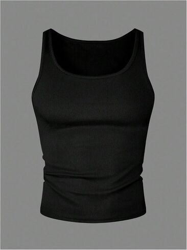 OYOANGLE Men's Scoop Neck Ribbed Crop Tank Top Basic Solid Fitted Sleeveless Muscle Tops Undershirts in Saudi Arabia