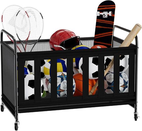 Ball Storage Bin Large with Wheels, Outdoor Ball Storage for Garage, Sports Equipment Organizer Storing Volleyball, Basketball, Toys, Soccer and Baseball in Saudi Arabia