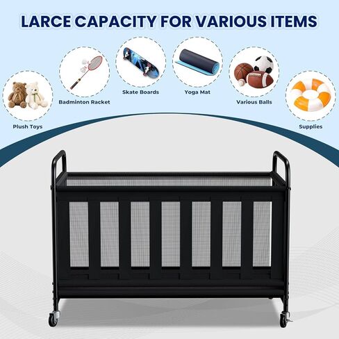 Ball Storage Bin Large with Wheels, Outdoor Ball Storage for Garage, Sports Equipment Organizer Storing Volleyball, Basketball, Toys, Soccer and Baseball in Saudi Arabia