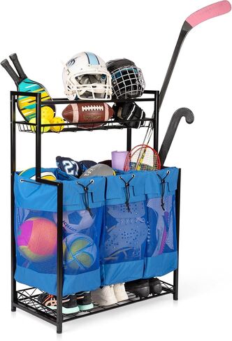 KASSELL Garage Sports Organizer Storage rack for sports equipment Ball, Heavy Duty Toy and Gear Storage Organizer with Grab and go bags (Black) in Saudi Arabia