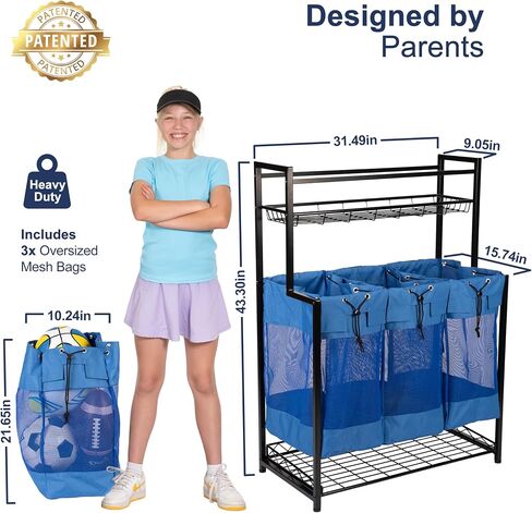 KASSELL Garage Sports Organizer Storage rack for sports equipment Ball, Heavy Duty Toy and Gear Storage Organizer with Grab and go bags (Black) in Saudi Arabia