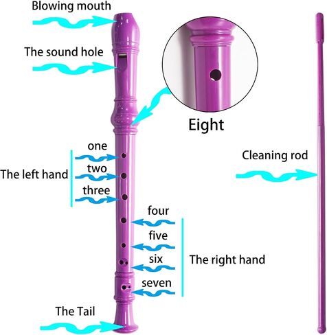 Purple Soprano Recorder Instrument 8 Hole C Key Baroque Fingering Clarinet ABS Music Flute with Cleaning Rod and Storage Bag in Saudi Arabia