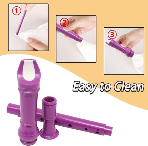 Purple Soprano Recorder Instrument 8 Hole C Key Baroque Fingering Clarinet ABS Music Flute with Cleaning Rod and Storage Bag in Saudi Arabia