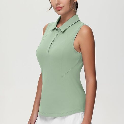 Women's Sleeveless Tennis Polo Shirts Collared Slim Fit Breathable Workout Golf Tank Tops in Saudi Arabia